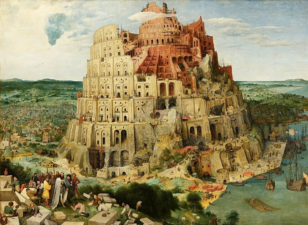 Tower of Babel painting By Pieter Brueghel the Elder - Levels adjusted from File:Pieter_Bruegel_the_Elder_-_The_Tower_of_Babel_(Vienna)_-_Google_Art_Project.jpg, originally from Google Art Project., Public Domain, [commons.wikimedia.org/w/index.p...](https://commons.wikimedia.org/w/index.php?curid=22179117)